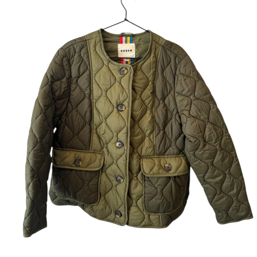 Boden Derby Quilted Liner Jacket Relaxed Fit‎ Olive Green 12 - Picture 4 of 9